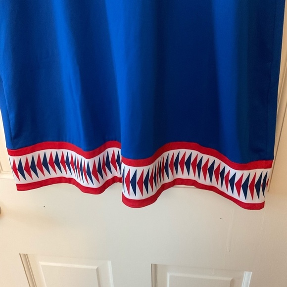 Tracy Negoshian Tunic Dress Blue Jersey Pockets Size L NWT Preppy USA Americana - Picture 6 of 10